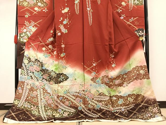 平和屋着物●越後十日町の一流染匠 桐屋・翠山工房 徳永憲峯 振袖 辻が花 絞り 暈し染め 金彩 丹後ちりめん 仮絵羽 逸品 未使用 AABK1089fy