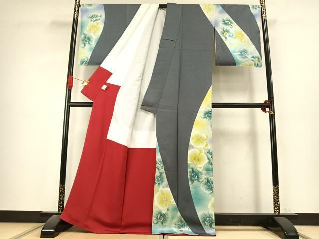 平和屋着物●ファッションブランド　hiromichi nakano　ヒロミチナカノ　訪問着　舞花文　暈し染め　金彩　正絹　逸品　AABK1095fy