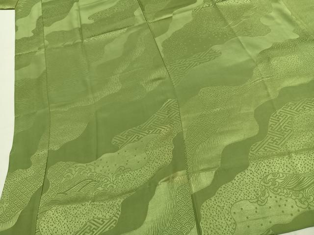 平和屋着物●長襦袢　無双仕立て　道長地紋　青丹色　正絹　逸品　AABK1096fy