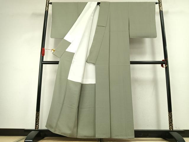 平和屋着物●江戸小紋　万筋　山葵色×老竹色　正絹　逸品　未使用　AABK1097fy