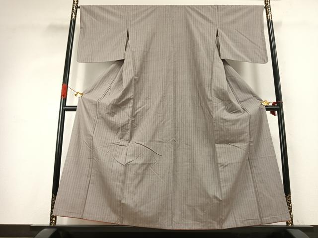 平和屋着物▼上質な紬　縞　正絹　逸品　AABK1098fy
