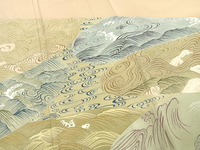 平和屋着物●中村玉緒　訪問着　立波文　正絹　逸品　未使用　AABK1099fy