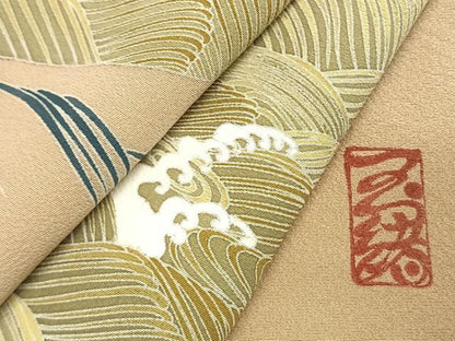 平和屋着物●中村玉緒　訪問着　立波文　正絹　逸品　未使用　AABK1099fy