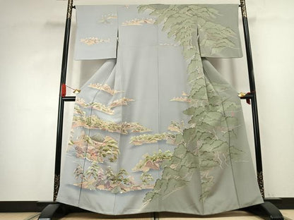 平和屋着物●本加賀友禅作家　西川健一　訪問着　風景文　暈し染め　正絹　逸品　AABK1100fy