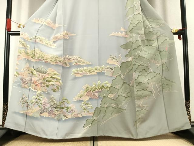 平和屋着物●本加賀友禅作家　西川健一　訪問着　風景文　暈し染め　正絹　逸品　AABK1100fy