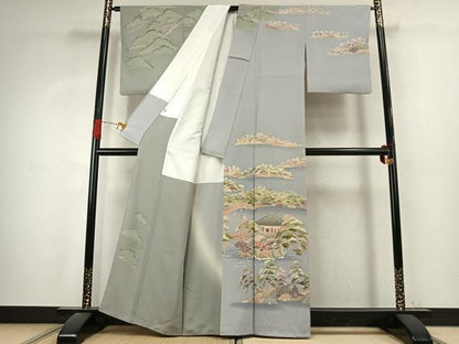 平和屋着物●本加賀友禅作家　西川健一　訪問着　風景文　暈し染め　正絹　逸品　AABK1100fy