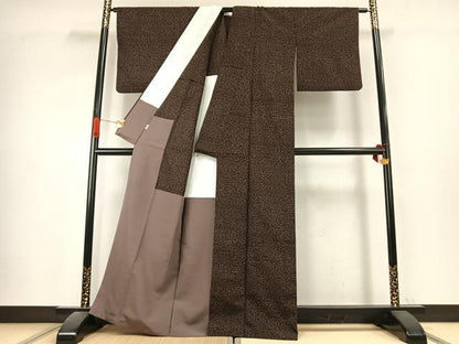 平和屋着物●上質な紬　花尽くし　胴抜き仕立て　正絹　逸品　AABK1102fy