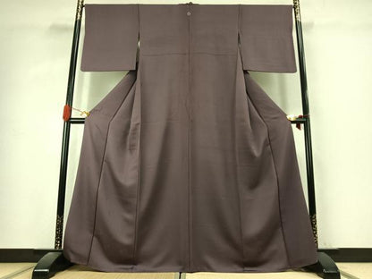 平和屋着物●上質な色無地　美空ひばり地紋　古代紫色　正絹　逸品　AABK1104fy