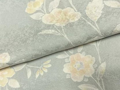 平和屋着物●上質な小紋　京友禅　更紗花文　丹後ちりめん　反端付き　正絹　逸品　AABK1109fy