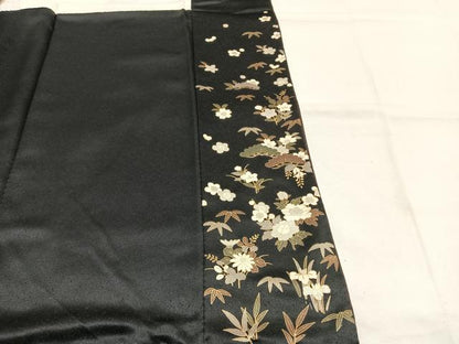平和屋着物●上質な色無地　花尽くし地紋　憲法色　正絹　逸品　AABK1113fy