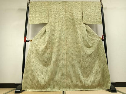 平和屋着物●上質な小紋　杢目絞り　霞文　ロング丈　正絹　逸品　未使用　AABK1115fy