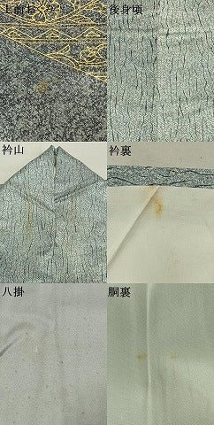 平和屋着物●訪問着　刺繍　杢目絞り　花唐草文　金彩　正絹　逸品　AABK1117fy