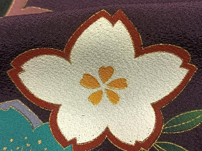 平和屋着物●豪華振袖　鞠　舞桜文　暈し染め　金彩　正絹　逸品　AABK1118fy