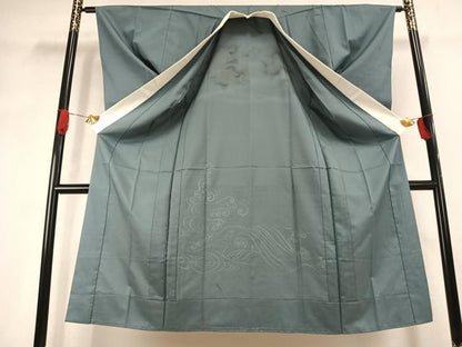 平和屋着物●男性　長襦袢　無双仕立て　富士山　龍　暈し染め　金彩　正絹　逸品　AABK1119fy