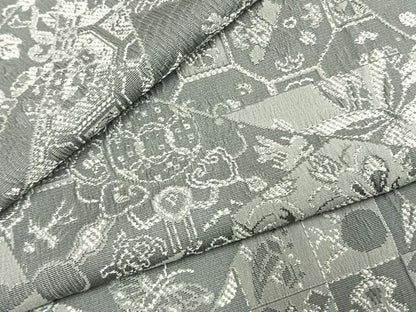 平和屋着物●お召　天目織　切嵌花蝶文　さが美扱い　胴抜き仕立て　正絹　逸品　AABK1120fy