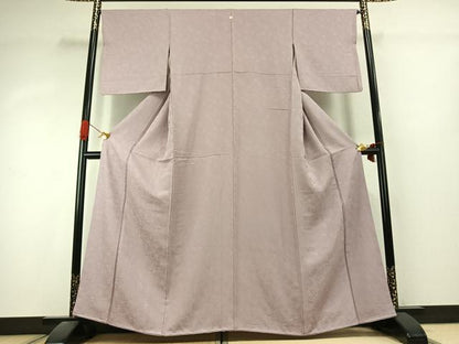 平和屋着物●上質な色無地　南天地紋　鴇鼠色　正絹　逸品　AABK1121fy