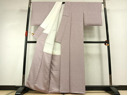平和屋着物●上質な色無地　南天地紋　鴇鼠色　正絹　逸品　AABK1121fy