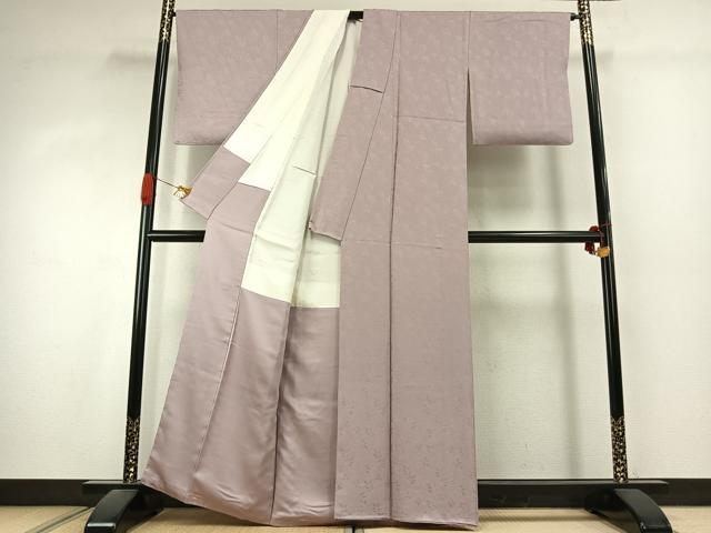 平和屋着物●上質な色無地　南天地紋　鴇鼠色　正絹　逸品　AABK1121fy