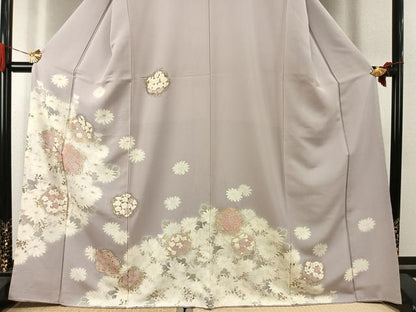 平和屋着物●訪問着　草花文　金彩　正絹　逸品　AABK1123fy
