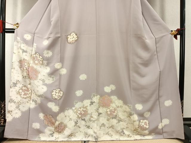 平和屋着物●訪問着　草花文　金彩　正絹　逸品　AABK1123fy
