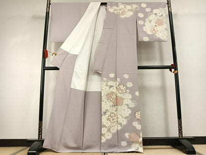 平和屋着物●訪問着　草花文　金彩　正絹　逸品　AABK1123fy