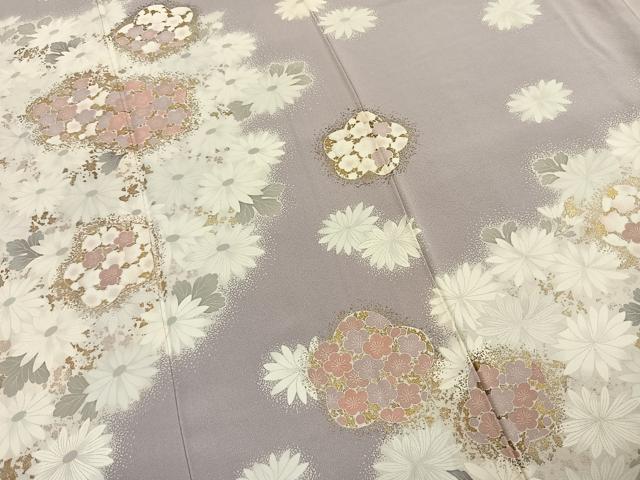 平和屋着物●訪問着　草花文　金彩　正絹　逸品　AABK1123fy