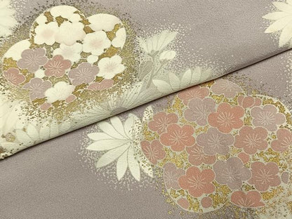 平和屋着物●訪問着　草花文　金彩　正絹　逸品　AABK1123fy