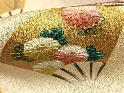 平和屋着物●訪問着　扇面花文　暈し染め　金銀彩　正絹　逸品　AABK1126fy