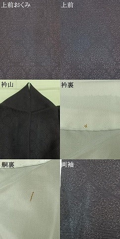 平和屋着物●上質な色無地　吉祥花地紋　深紫色　正絹　逸品　AABK1131fy