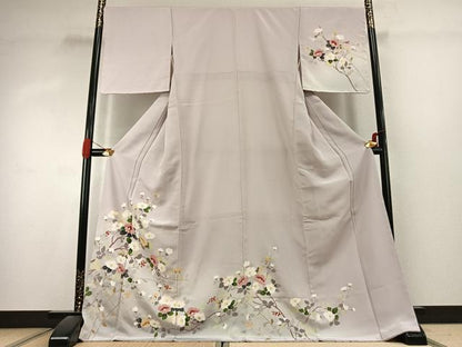 平和屋着物●訪問着　友禅　枝花文　暈し染め　ロング丈　正絹　逸品　未使用　AABK1134fy