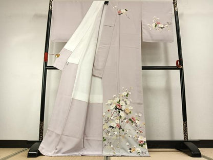 平和屋着物●訪問着　友禅　枝花文　暈し染め　ロング丈　正絹　逸品　未使用　AABK1134fy