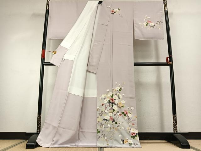 平和屋着物●訪問着　友禅　枝花文　暈し染め　ロング丈　正絹　逸品　未使用　AABK1134fy