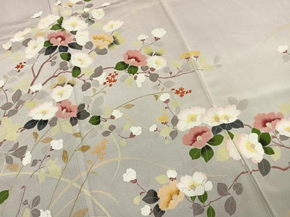 平和屋着物●訪問着　友禅　枝花文　暈し染め　ロング丈　正絹　逸品　未使用　AABK1134fy