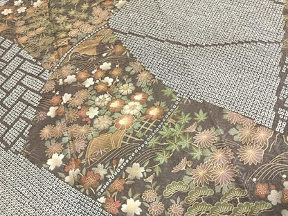 平和屋着物●訪問着　絞り　切嵌花文　金彩　ロング丈　正絹　逸品　AABK1135fy