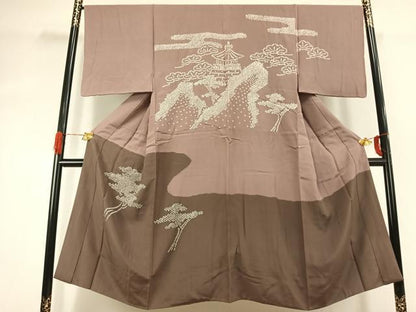 平和屋着物●男性　長襦袢　袷　絞り　風景文　正絹　逸品　AABK1136fy