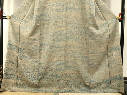 平和屋着物●野の陶人　加藤唐九郎　陶彩染　膨れ織り　訪問着　霞文　ロング丈　正絹　逸品　AABK1139fy