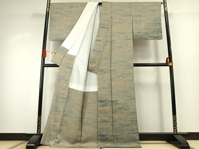 平和屋着物●野の陶人　加藤唐九郎　陶彩染　膨れ織り　訪問着　霞文　ロング丈　正絹　逸品　AABK1139fy