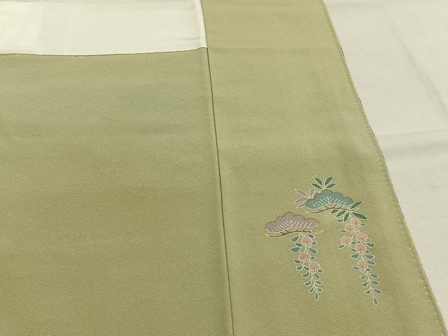 平和屋着物●訪問着　駒刺繍　雪輪花鳥文　暈し染め　金彩　正絹　逸品　AABK1140fy