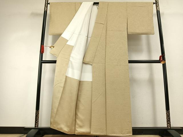 平和屋着物●上質な色無地　風景地紋　蒸栗色　正絹　逸品　AABK1144fy
