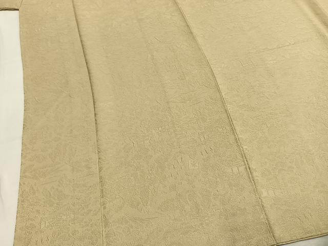 平和屋着物●上質な色無地　風景地紋　蒸栗色　正絹　逸品　AABK1144fy