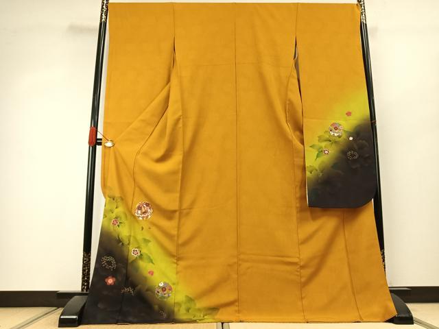 平和屋着物●豪華振袖　駒刺繍　毬　舞桜文　暈し染め　金彩　正絹　逸品　未使用　AABK1146fy