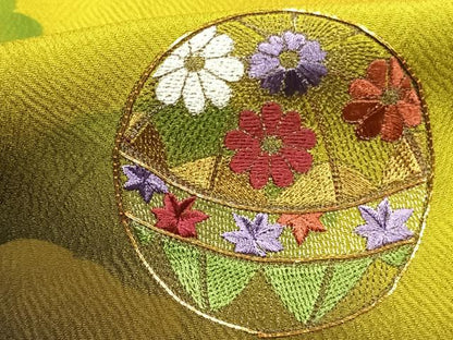 平和屋着物●豪華振袖　駒刺繍　毬　舞桜文　暈し染め　金彩　正絹　逸品　未使用　AABK1146fy