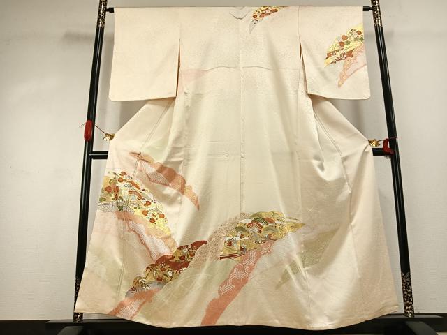 平和屋着物●銀座きしや　訪問着　駒刺繍　絞り　松竹梅　金彩　正絹　逸品　未使用　AABK1155fy