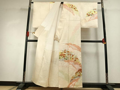 平和屋着物●銀座きしや　訪問着　駒刺繍　絞り　松竹梅　金彩　正絹　逸品　未使用　AABK1155fy