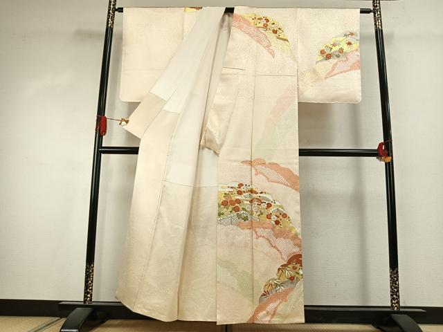 平和屋着物●銀座きしや　訪問着　駒刺繍　絞り　松竹梅　金彩　正絹　逸品　未使用　AABK1155fy
