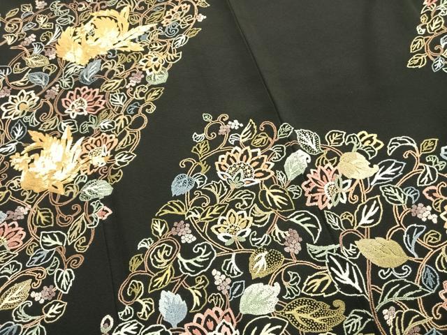 平和屋着物●豪華黒留袖 中国三大刺繍 汕頭刺繍 スワトウ刺繍 相良刺繍 蘇州刺繍 総刺繍 駒刺繍 花鳥文 金糸 正絹 逸品 AABK1157fy