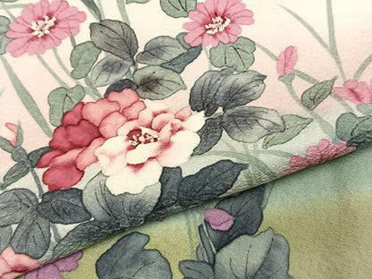 平和屋着物●二代目清次郎　手描き　訪問着　草花文　暈し染め　正絹　逸品　未使用　AABK1158fy