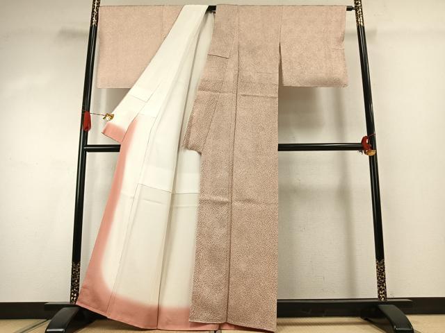 平和屋着物●名門　藤娘きぬたや・総絞り(杢目絞り)　小紋　霞文　正絹　逸品　未使用　AABK1159fy