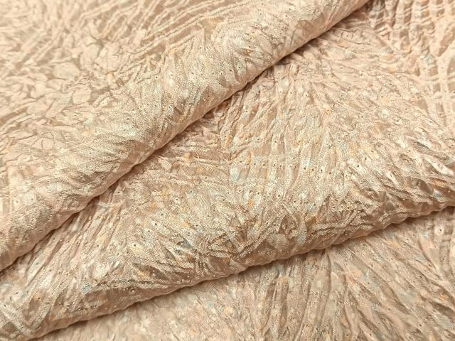 平和屋着物●名門　藤娘きぬたや・総絞り(杢目絞り)　小紋　霞文　正絹　逸品　未使用　AABK1159fy
