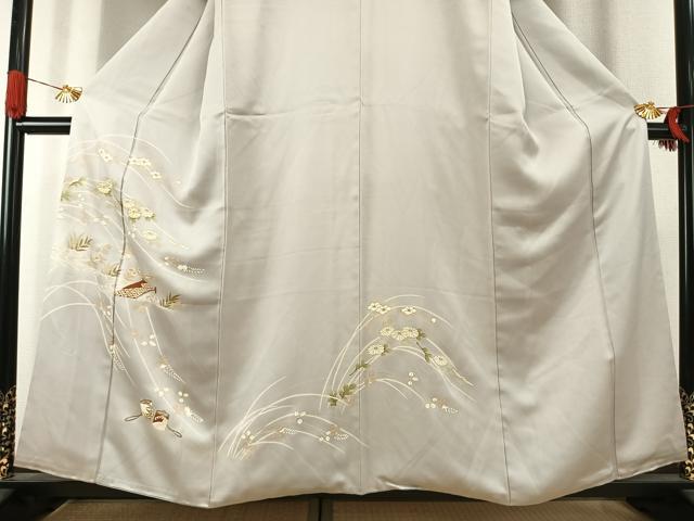 平和屋着物●訪問着　駒刺繍　草花文　金彩　正絹　逸品　AABK1161fy